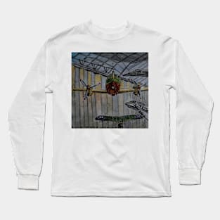 Watercolor Sketch - planes at Duxford Imperial War Museum Long Sleeve T-Shirt